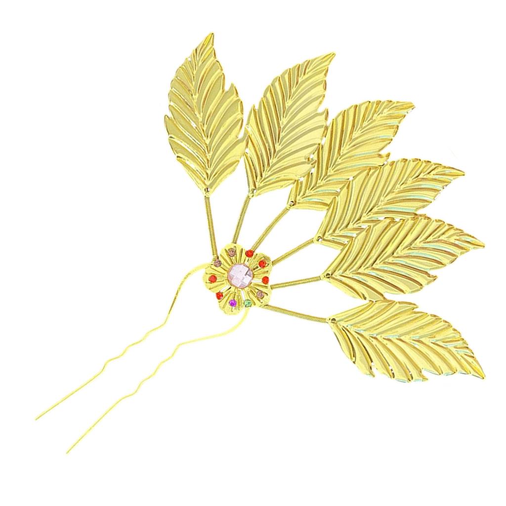 Elegant Leaf Hair Stick with Crystal Filigree Buyao for Women Girl Buyao for Ethnical Thai Headpieces Hair Jewelry