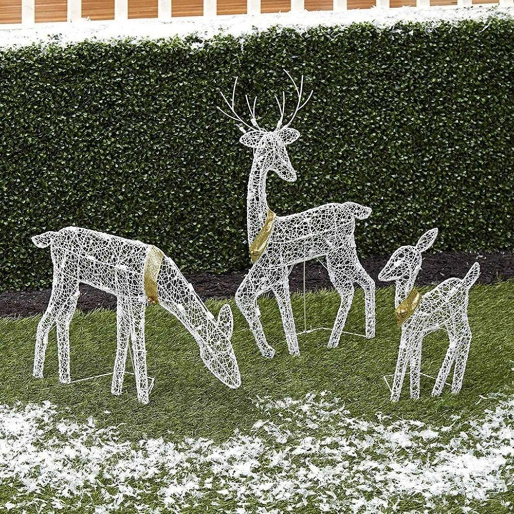 Xmas Ornament Christmas Decoration Wrought Iron LED Light Elk Statue Luminous Ornaments Deer
