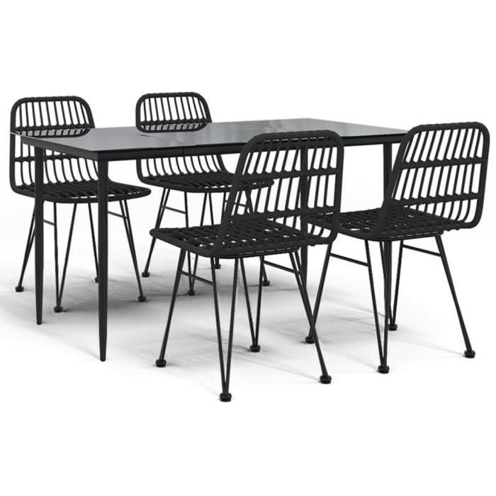 3157882 vidaXL Mobilier à dîner de jardin 5 pcs Noir Résine tressée