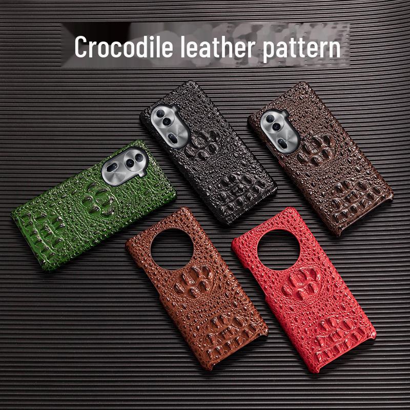 Genuine Leather Cowhide Skull Half Package Protective Case for OPPO Reno4/Reno4Pro.