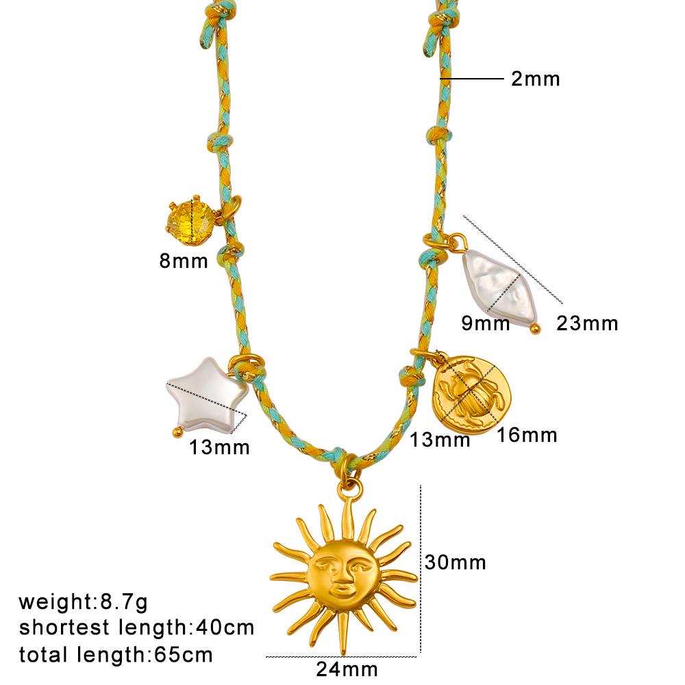 Trendy Knotted Rope DIY Multi-Pendant Necklace: Titanium Steel 18K Gold Adjustable Braided Luxury Clavicle Chain