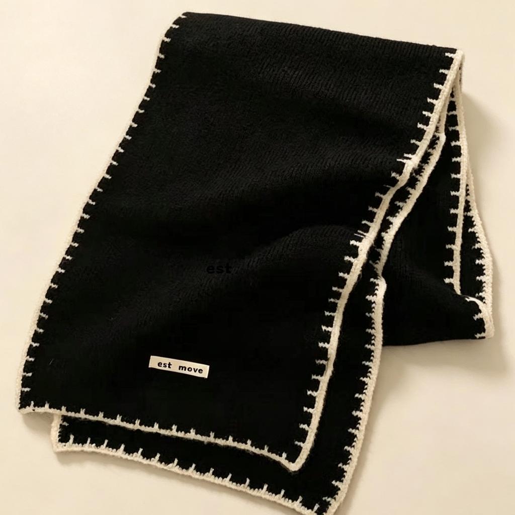 Fresh and vintage locked-edge soft cozy knit Korean ambient scarf for women, versatile winter thickened shawl with warm scarf