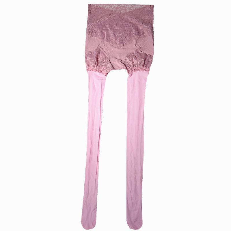 Glänzende weiße Spitze Open Crotch Strumpfhose - Schwarze durchsichtige Strümpfe für Damen