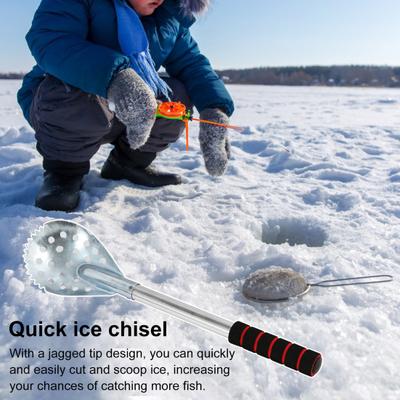 17.3inch Ice Fishing Skimmer Scoop Stainless Steel Ice Fishing Gear Hole Scoop