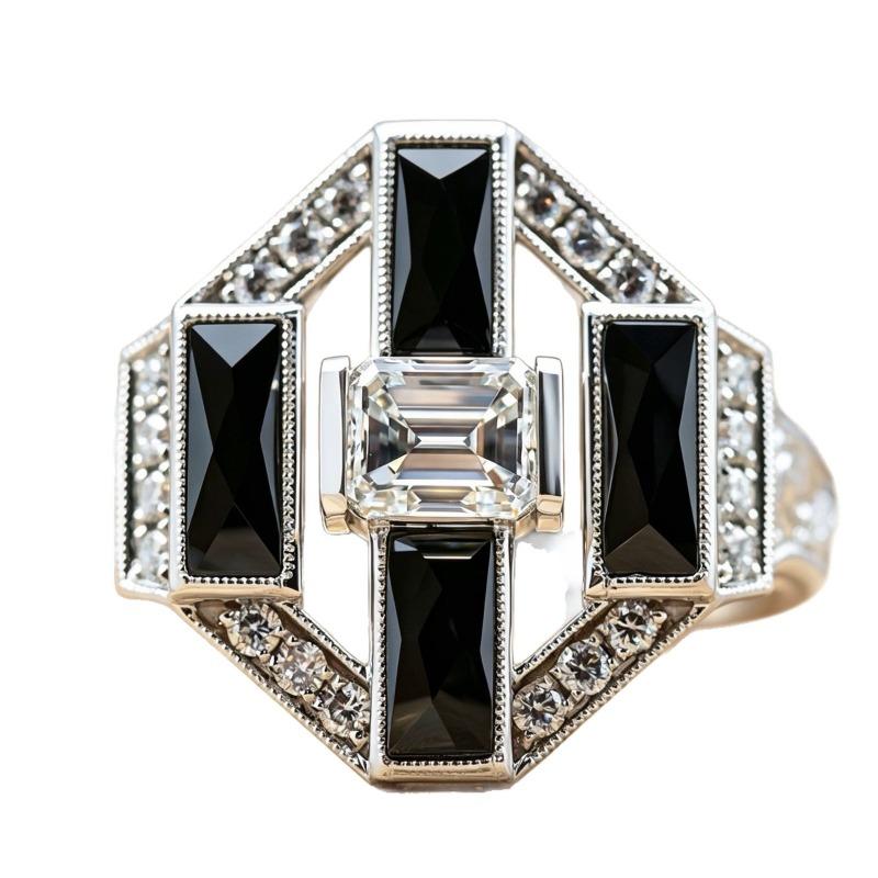 Luxury 2026 New Creative Square Women's Ring, European and American Exaggerated Rivet Decoration Hollow Women's Ring Trend