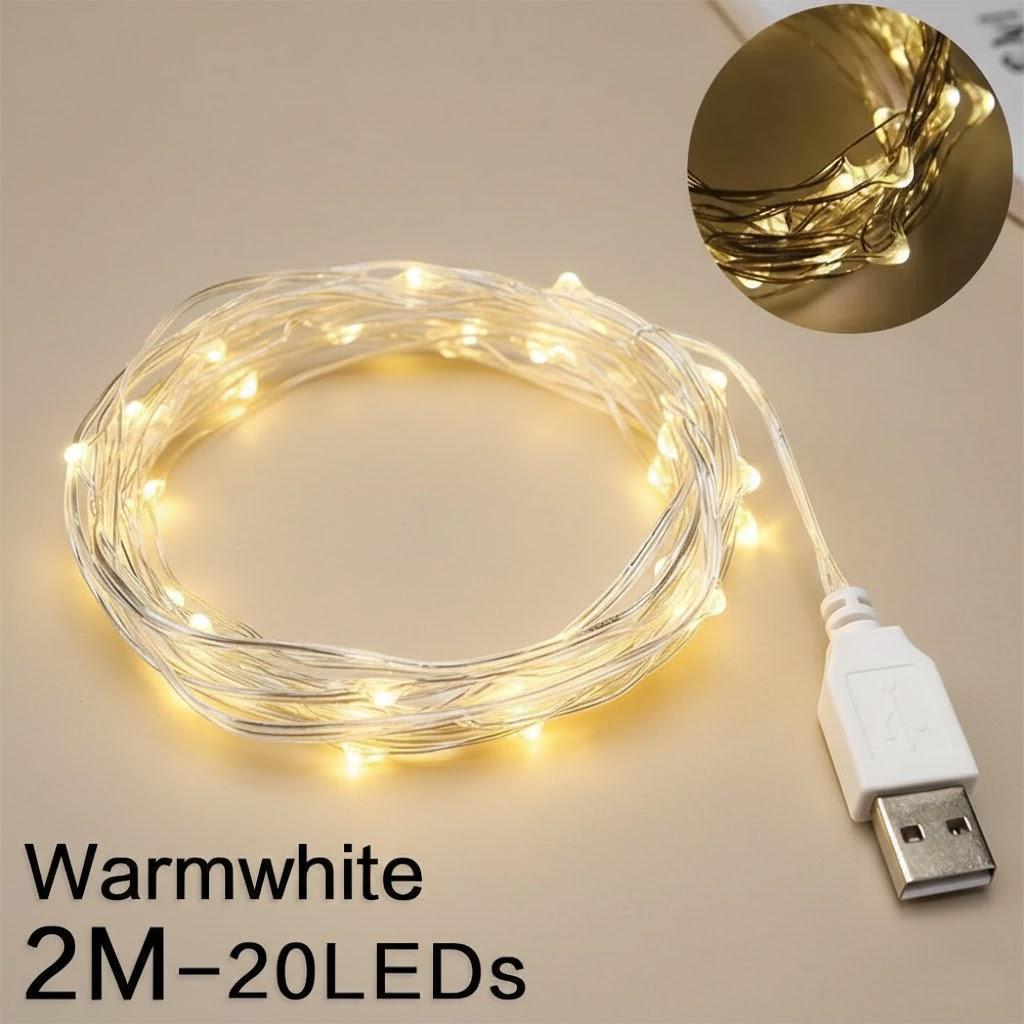 USB Powered 10M LED Starry Fairy String Lights Flexible Copper Wire Decorative Cool Colorful Ambiance Lamp