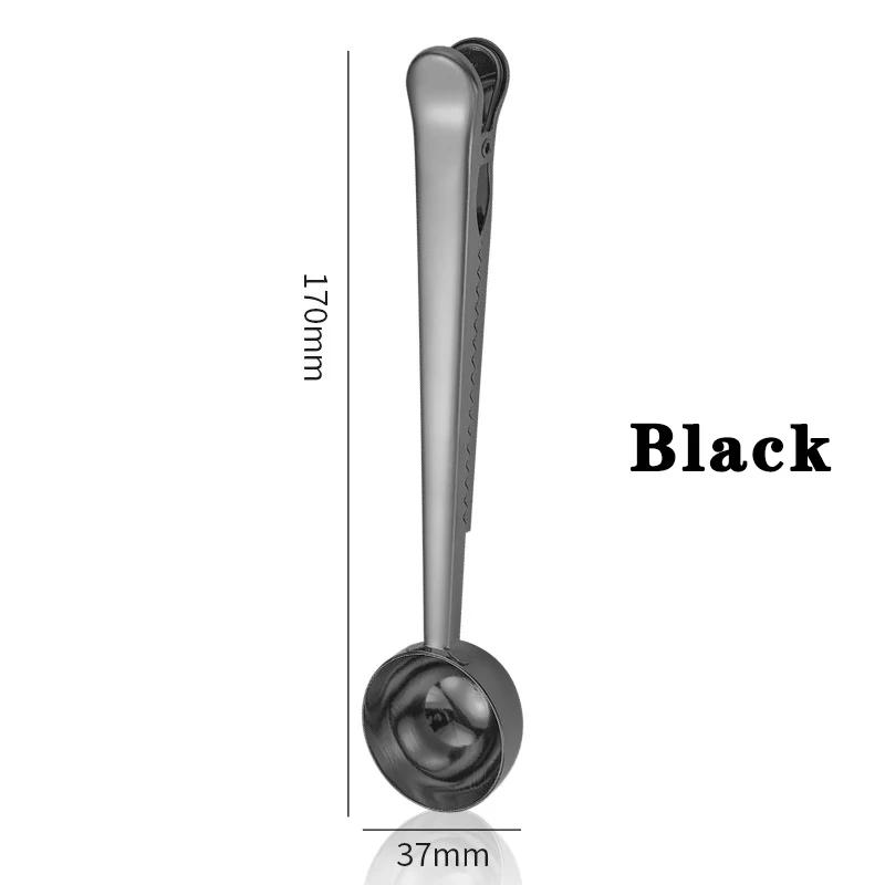 2-in-1 Stainless Steel Coffee Measuring Spoon Multifunctional Coffee Bean Spoon Milk Powder Flour Sealed Clamp Spoon Coffee Tool