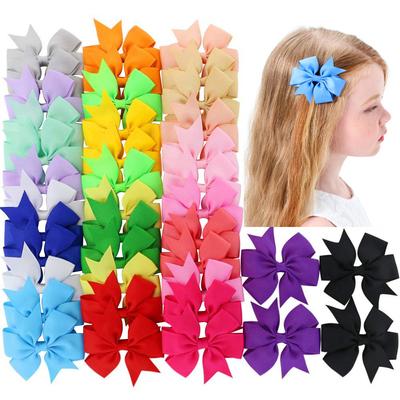 Bonbonfarbene einfarbige Ripsband-Schleifen-Clips Haarnadel Mädchen-Haarschleifen Boutique Haarspange Kinder Kopfschmuck Kinder Haarschmuck