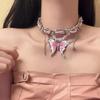 Gothic Green Butterfly Crystal Pendant Beads Choker Chain Necklace For Women Halloween Y2K Charms Exquisite Jewelry Accessories