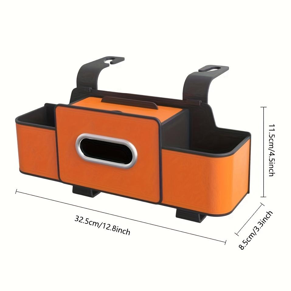 Car Seat Backrest Organizer with Tissue Holder & Adjustable Hooks - Dual Compartments for Snacks/Beverages, Easy Install Durable ABS Storage Box