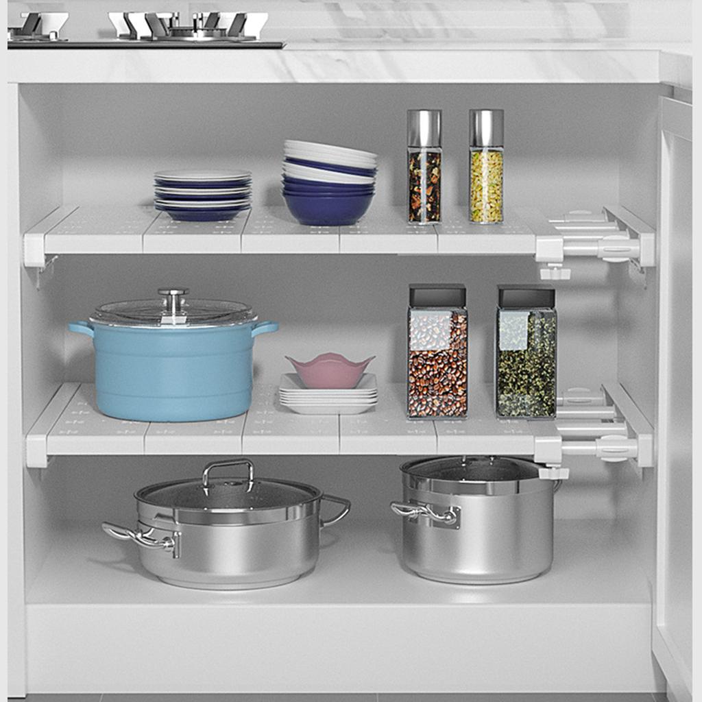 Adjustable Extendable Shelf No Punching Wall Mounted Rack Expandable Wardrobe Shelves Organizer for Bathroom Kitchen Living Room