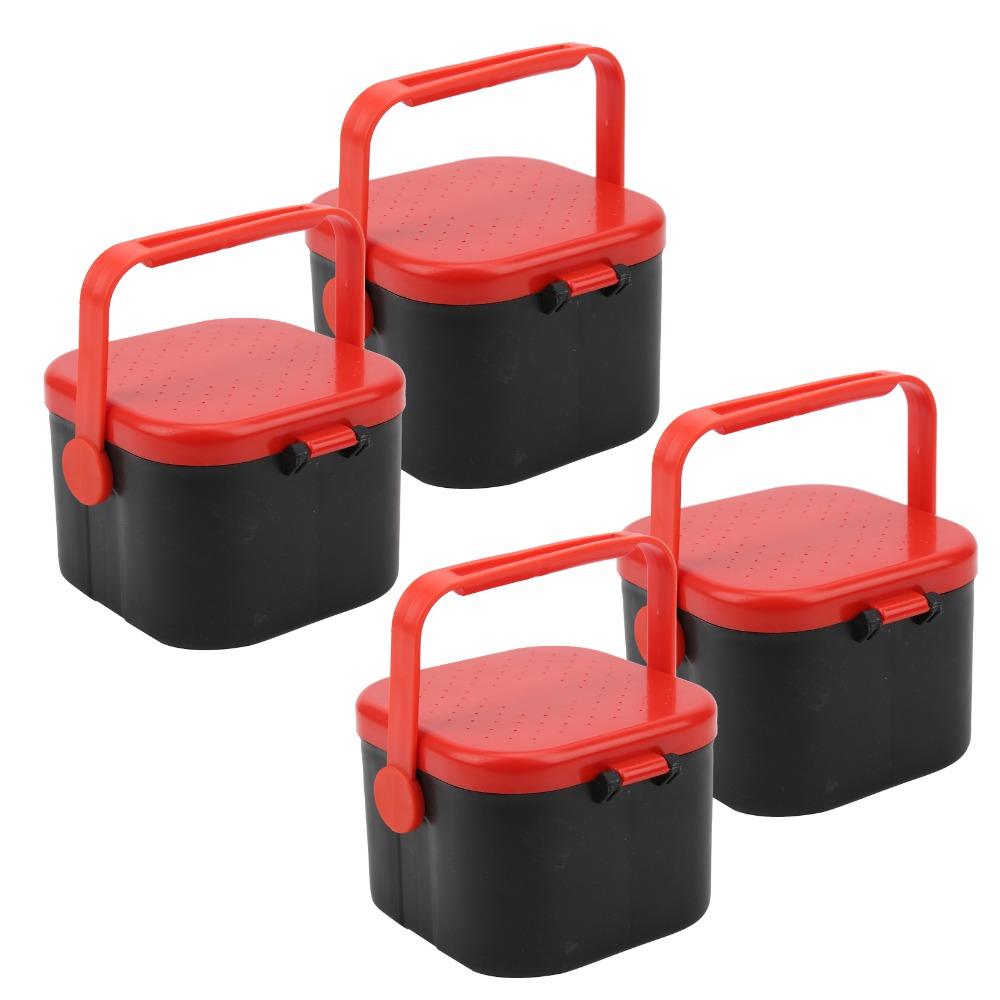 4PCS Ventilated Lid Worm Bait Holder with Clip Live Bait Container  for Lure Storage