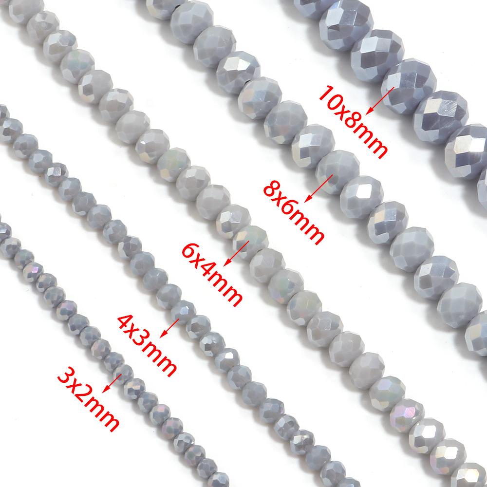3/4/6/8/10mm Austria Faceted Crystal Beads Grey Porcelain Glass Loose Spacer Beads For Jewelry Making DIY Bracelets Necklace