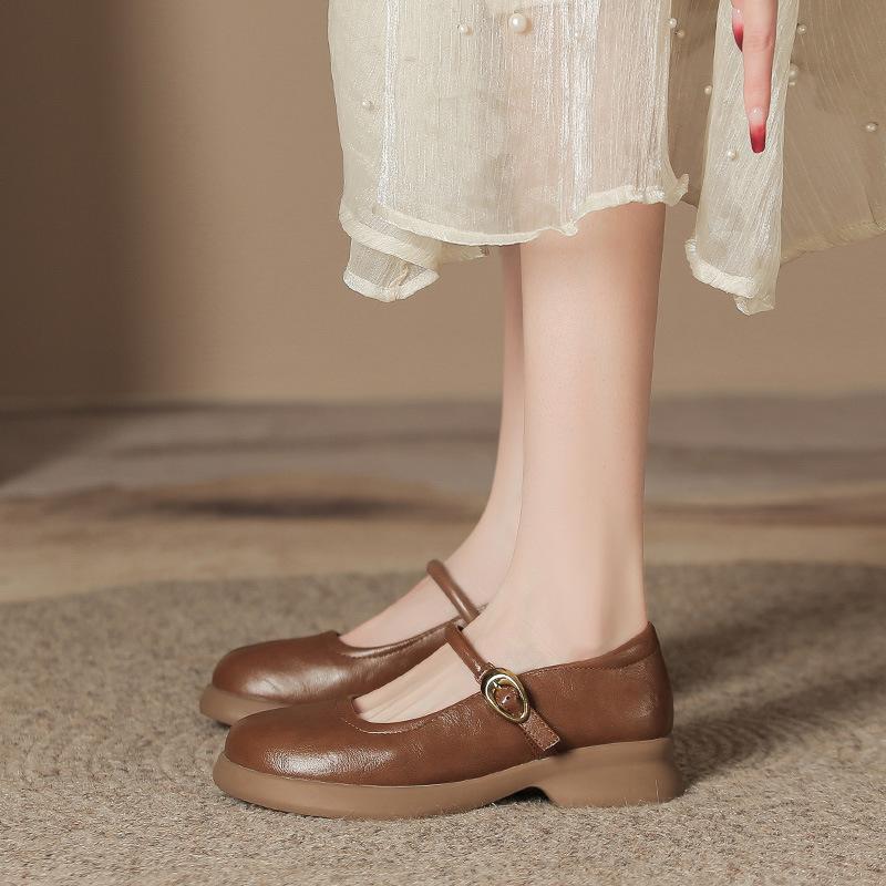 Genuine Leather Flat for Huizhou Women's Shoes Grape Mother Same Loafer Shoes Platform Versatile British Style Small Leather Shoes Women
