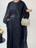 Women's Muslim Abaya Rose Coat Dress Set - Elegant Cross-Border Fashion