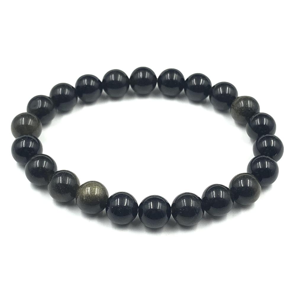8mm Natural Golden Obsidian Gemstone Round Beads Stretchable Bracelet 7.5" For Birthday Gift RBB-90