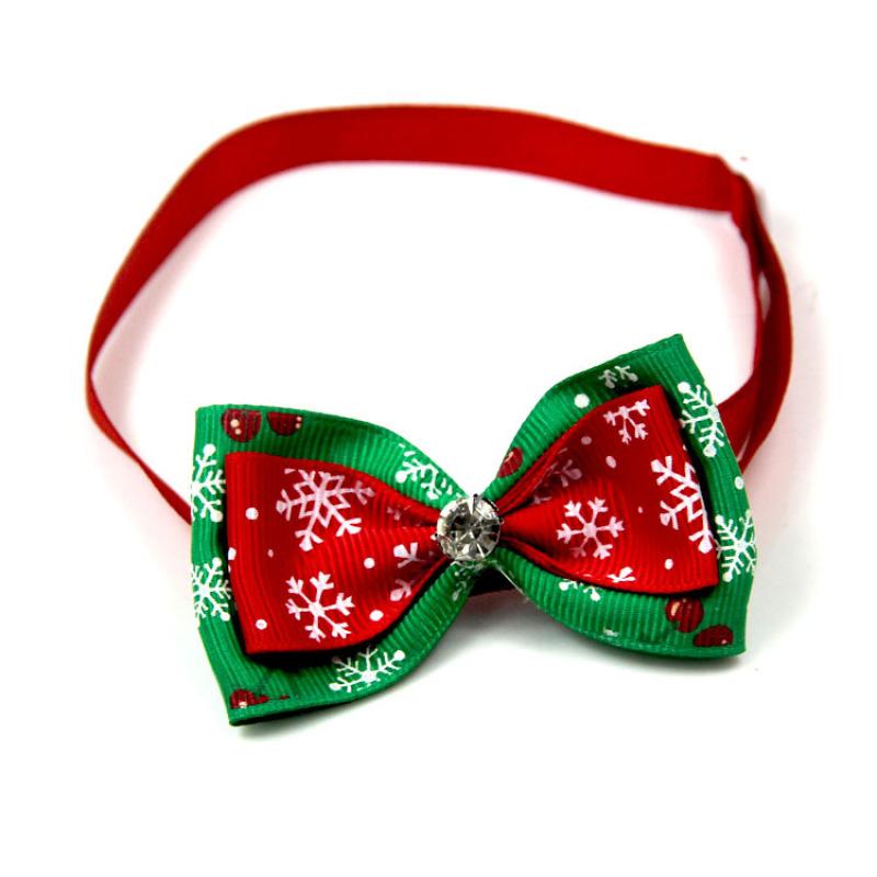 Pet  Collar Christmas Series Adjustable Flashing Diamonds Pet Bow Tie Collar