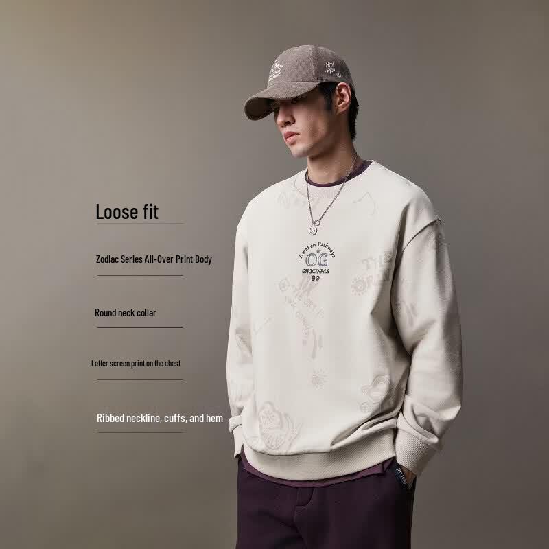 Jack & Jones Men's Cotton Printed Long Sleeve Sweatshirt