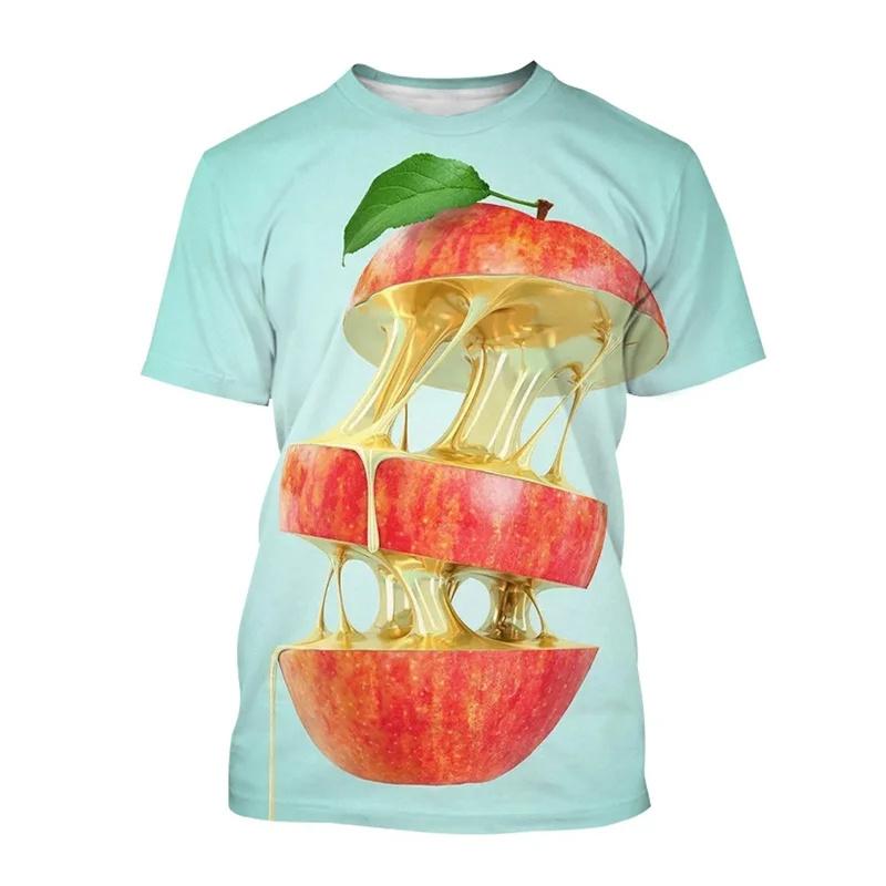 3D Printed Apple T-Shirt Men  Women Fruit Pattern Summer Street Casual Short Sleeve Breathable O-Neck T-Shirts