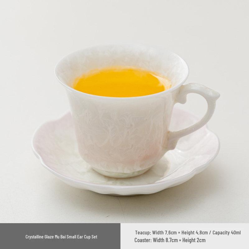 Exquisite Crystalline Glaze Ceramic Mug and Saucer - High-Grade Office Tea and Coffee Cup Gift