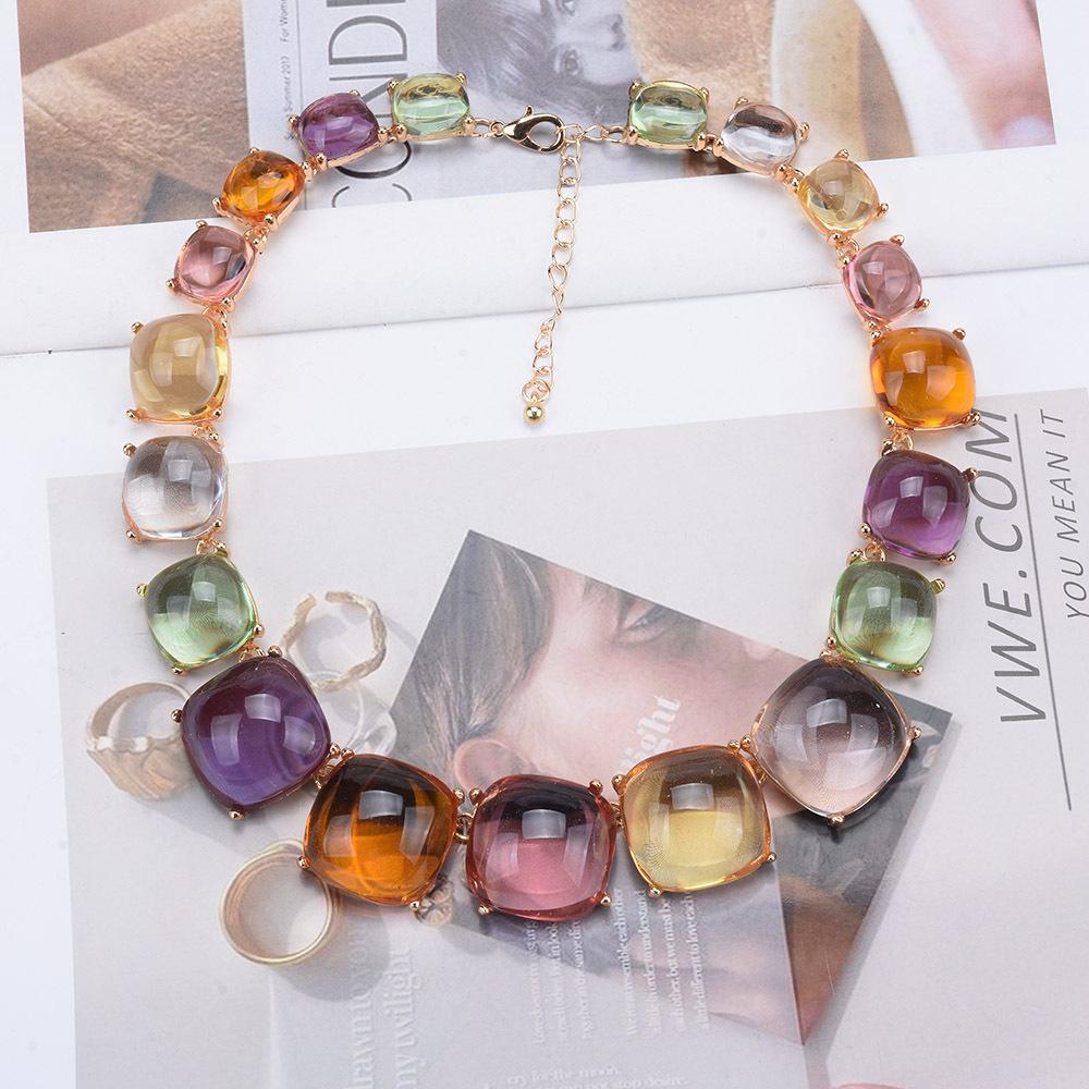Exaggerated Color Resin Alloy Collarbone Chain Women'S Fashion Necklace