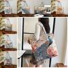 Ethnic Style Canvas Tote Bag With Doublesided Embroidered Silk Thread Floral For Daily Use