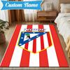 Benutzerdefinierter Name Atletico Madrid Wappen Teppich Spielteppich, Fußmatte für Schlafzimmer Wohnzimmer Eingangsbereich Teppich, Heimdeko Idee Geschenk für Weihnachten Geburtstag
