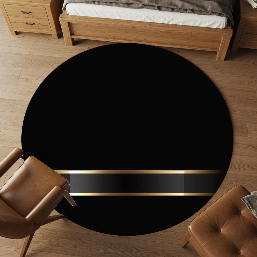 1PC Black Circle Office Round Area Rug, Under Office Chairs Bedroom Living Room Home Decor,Carpet for Office, -1110291