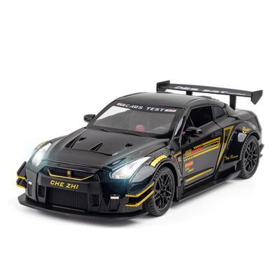 1/24 ölçekli GTR Model araba oyuncak için uyumlu, çinko alaşımı geri çekin oyuncak araba ses ve ışık ile çocuklar için erkek kız hediye