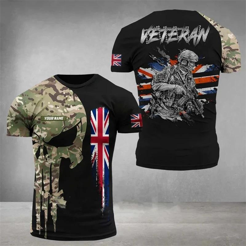 The UK Flag Camouflage T-Shirt For Men/Women 3D Print British Camo T Shirt England Veteran O-Neck Top Oversized Short Sleeve Tee