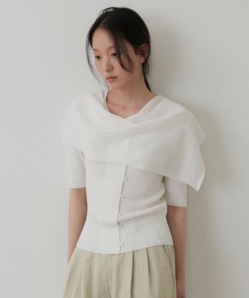 Towav Elody Scarf Cardigan_Ivory