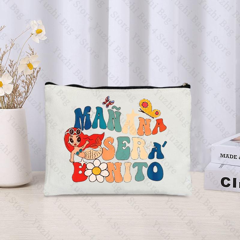 Mermaid Pattern Makeup Bag Karol G Manana Sera Bonito Large Capacity Cosmetic Bags Makeup Pouch Women Washbag Toiletry Pouch