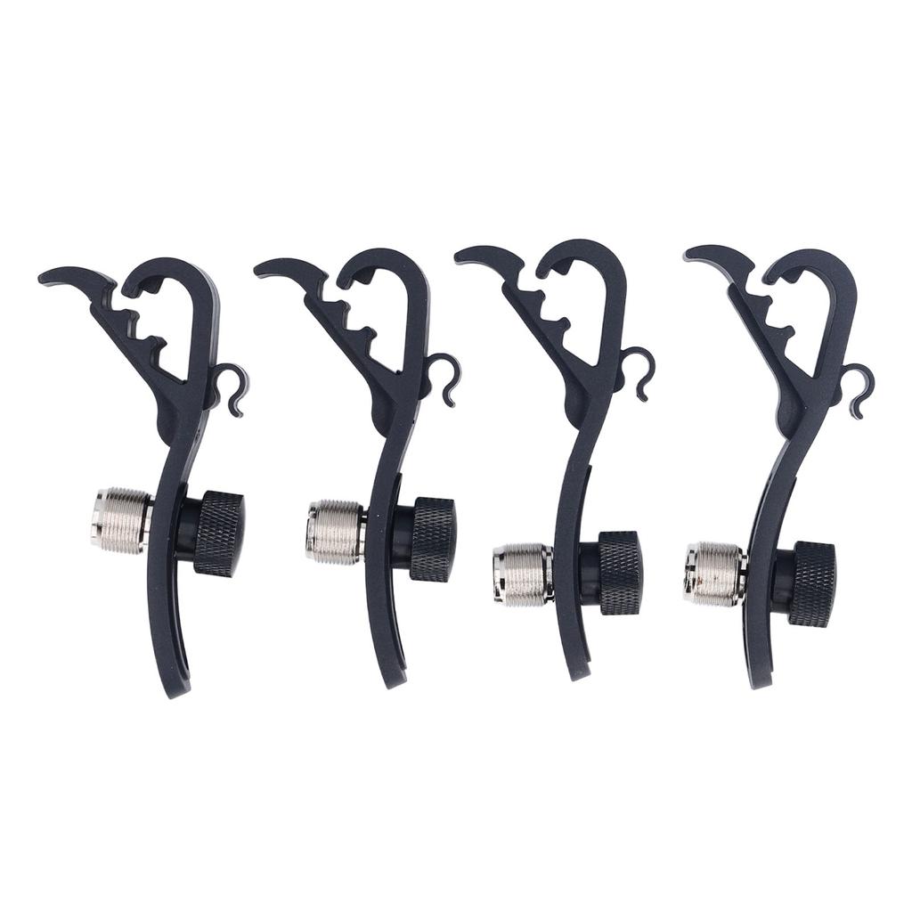 4Pcs Drum Microphone Clip Height Adjustable Shockproof Microphone Drum Mount Mic Holder