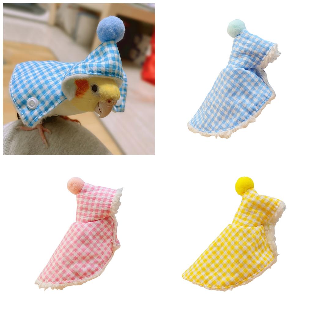 Warm Plaid Bird Cape for Parrots and Budgies Warm Cloak Winter Outfit for Small Pet Birds Easy to Wear and Clean