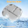 2 Pcs 304 Stainless Steel Dining Tray 3 Compartments Snack Fruit Plate Reusable Divided Dinner Plates for Home School Restaurant
