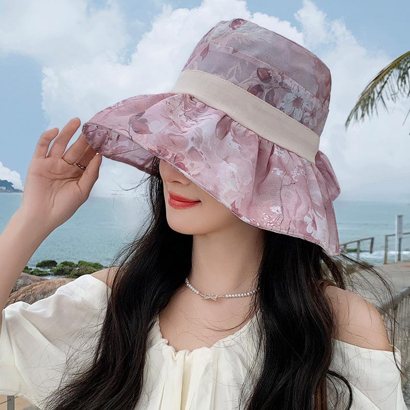 

Издание летняя шляпа женская весенне-осенняя шляпа-ведро из органзы с цветком летняя темпераментная шляпа от солнца Average size