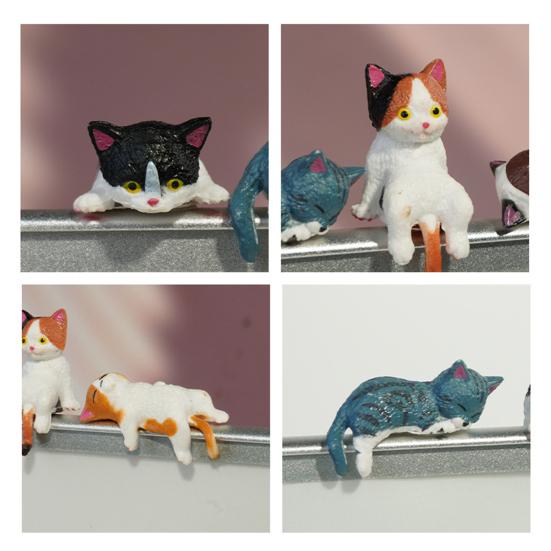 Mini Figurka Kota Miniaturowe Urocze Kociaki z Kreskówki Ozdoba na Monitor Komputera Deskę Rozdzielczą Samochodu Wystrój Biura Domowego Biurka