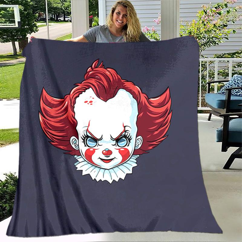 1pc Blanket Pennywise the Dancing Clown1 Print Design, Lightweight Blanket for Sofa, Bed- Soft &Warm, Gift for All Seasons Like Christmas, Halloween