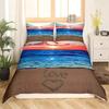 Summer Beach Duvet Cover Set Queen Ocean Bedding Set Hawaiian Palm Trees Marine Life Sea Waves Fish Printed Comforter Cover Set