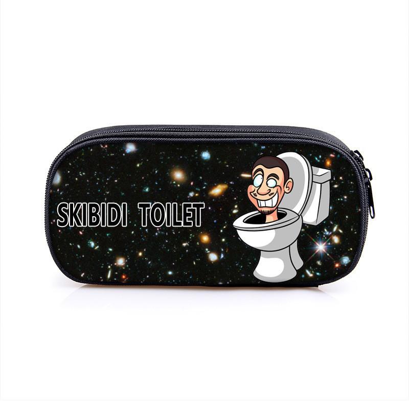 Skibidi Toilet Cartoon Pen Case With Printed Characters Students School Supplies Multi Compartment Pencil Bag