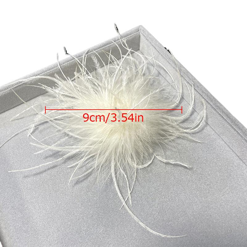 Women Ostrich Feathers Brooch Pin Exquisite Feather Headwear Fashion Jewelry Decor DIY Clothing Accessories Bridal Hairband