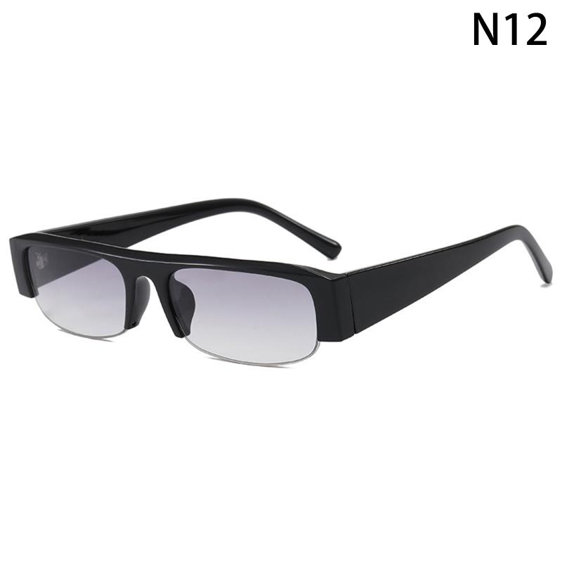 Small Rectangle Women Sunglasses Vintage Clear Lens Men Half Frame Eyewear Shades Uv400