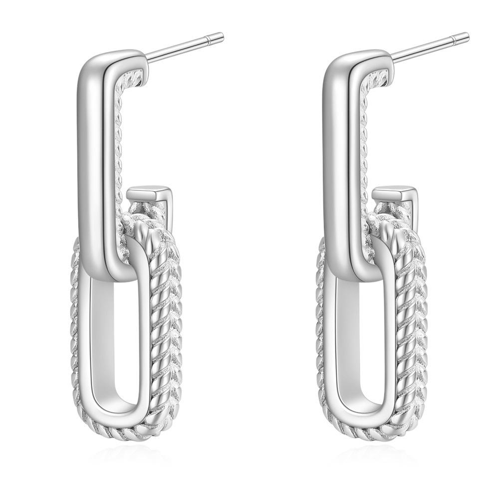 18K Gold Retro Stripe Stainless Steel Earrings - Versatile 10MM Fashion Accessory