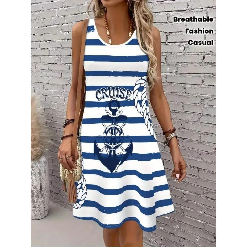 Summer Ladies 3D Printed Sleeveless Dress Fashion Versatile Trend Breathable Casual