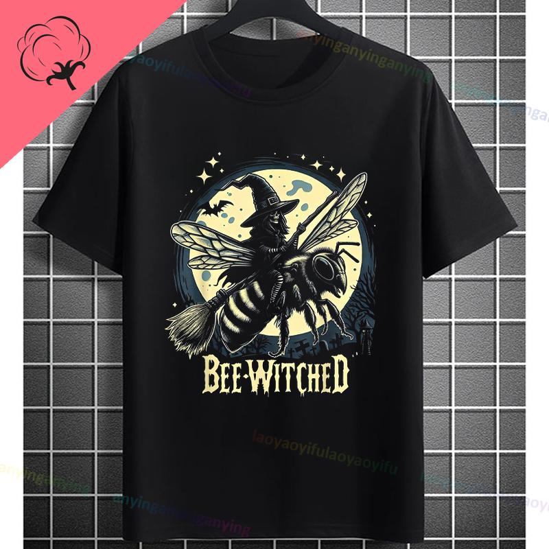 UnisexS Zombie Bee Apocalypse Graphic TShirt with Creepy Undead Horror Design Black Pure Cotton Shortsleeve Tee Outdoor Clothing