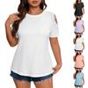 Plus Size Women's Fashion Casual Loose Elegant Off-shoulder Hollow-out Short-sleeve T-shirt Top