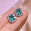 Princess Paraíba Zircons Stud Earrings Three Piece Ring Set