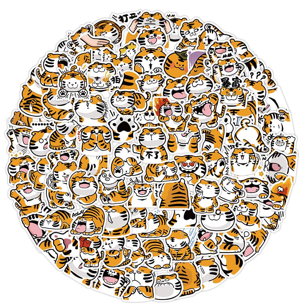 100 Cute Tiger Graffiti DIY Stickers - Waterproof for Phone Cases & Notebooks