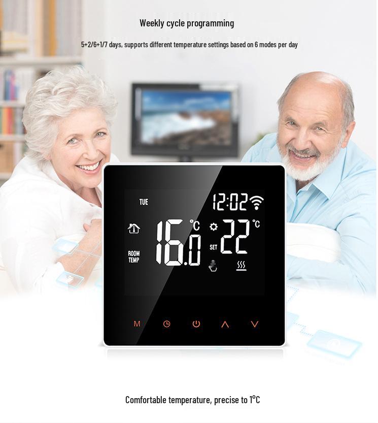 Graffiti Smart WiFi Thermostat for Floor Heating, Wall-mounted Boiler, Voice & App Control, LCD Temperature Panel