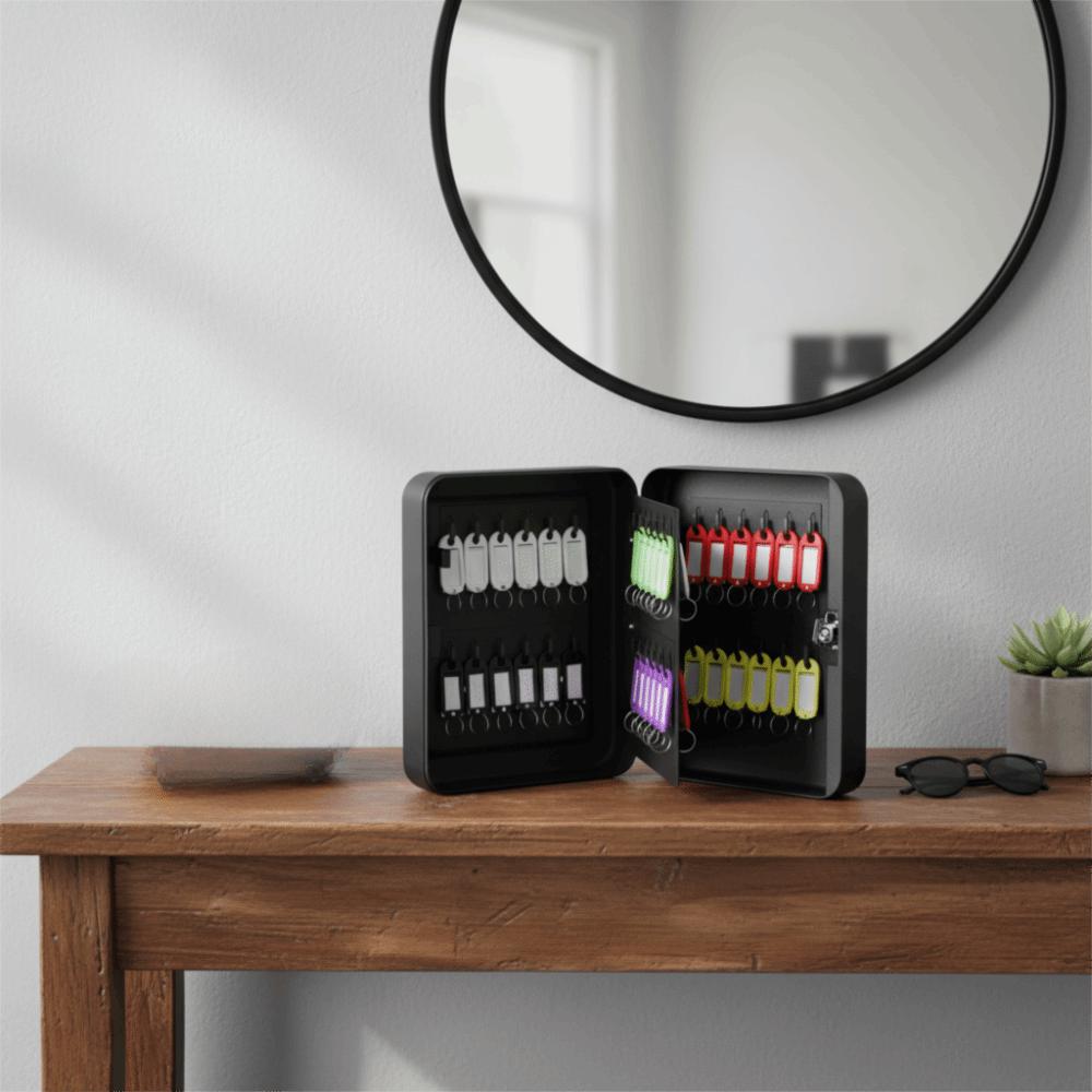 Metal Construction Key Box Code Lock Wall Mount Key Cabinet Security Lock Holds 20 Keys Key Storage Box Home Storage